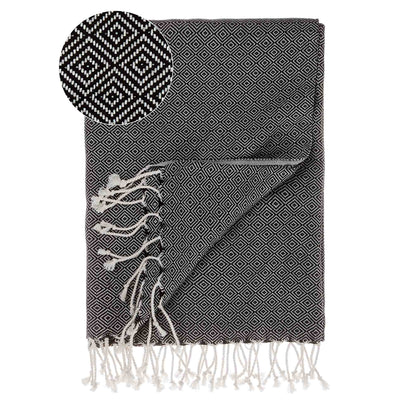 Cesme Hammam Towel black & white, 100% cotton