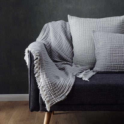 Couco Cotton Blanket in light grey & grey | Home & Living inspiration | URBANARA