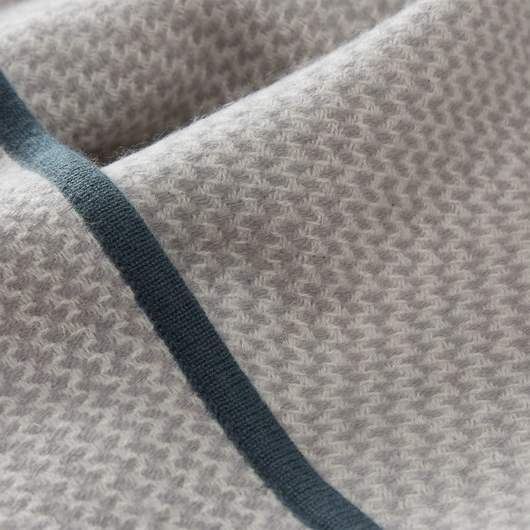 Foligno Cashmere Blanket light grey & cream & soft teal, 100% cashmere wool | URBANARA cashmere blankets