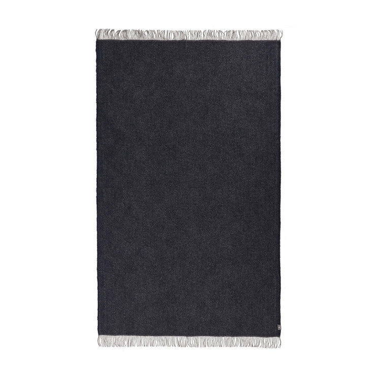 Gotland Dia Wool Blanket dark blue & grey, 100% new wool | URBANARA wool blankets