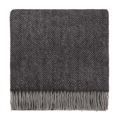 Gotland Sheri Blanket charcoal & grey, 100% new wool