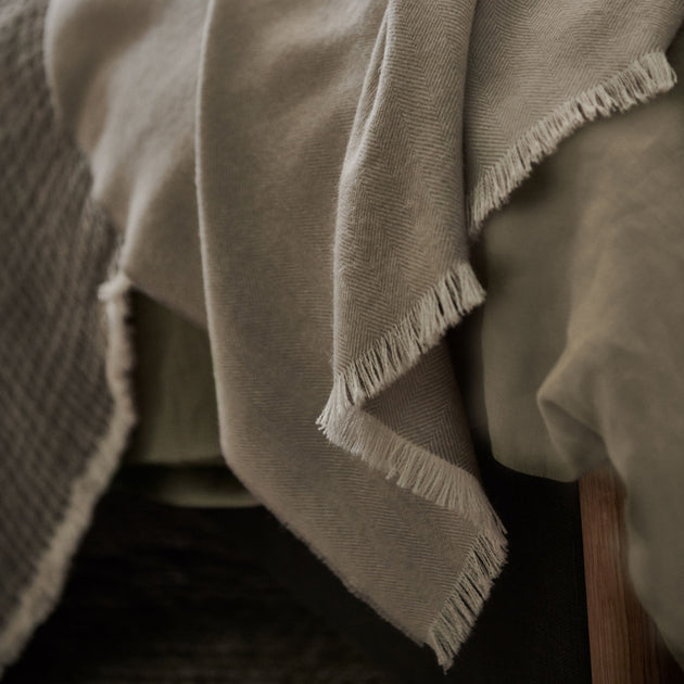 Asare Alpaca Blanket [Light grey/Off-white]