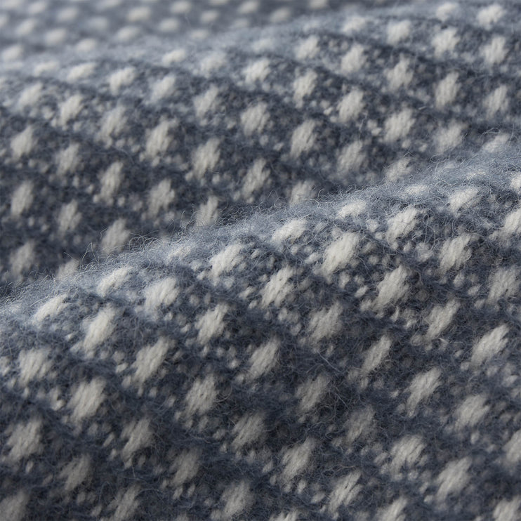 Osele Wool Blanket dark grey blue & off-white, 100% lambswool | URBANARA wool blankets