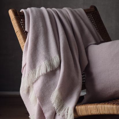 Uyuni Cashmere Blanket [Powder Pink/Cream]